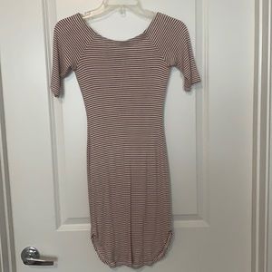 Striped Off the Shoulder Mini Tshirt Dress